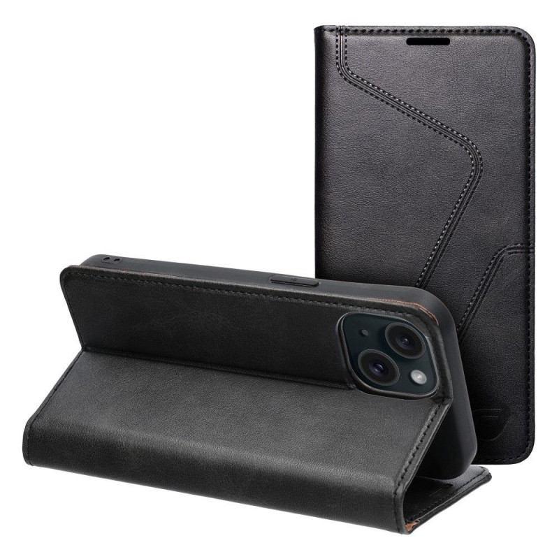 Apple iPhone 15 Portefeuilles Forcell F-PROTECT RFID Blocker Book Élégant  Noir