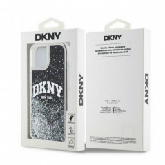 Apple iPhone 15 Coque DKNY Liquid Glitters Arch Logo Noir