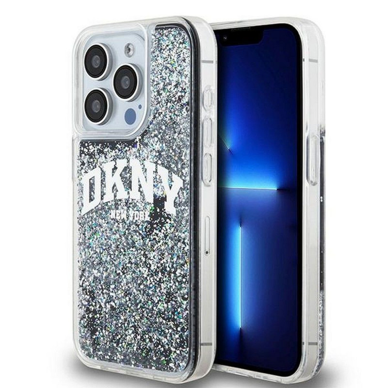 Apple iPhone 15 Pro Coque DKNY Liquid Glitters Arch Logo Noir