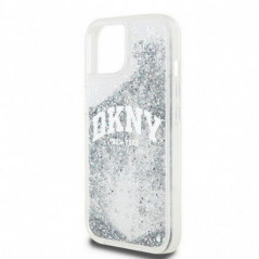 Apple iPhone 15 Coque DKNY Liquid Glitters Arch Logo Blanc