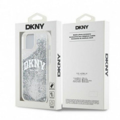 Apple iPhone 15 Coque DKNY Liquid Glitters Arch Logo Blanc