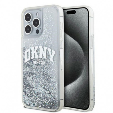 Apple iPhone 15 Pro Max Coque DKNY Liquid Glitters Arch Logo Blanc