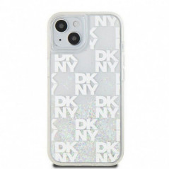 Apple iPhone 15 Coque DKNY Liquid Glitters Checkered Pattern Blanc