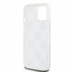Apple iPhone 15 Coque DKNY Liquid Glitters Checkered Pattern Blanc