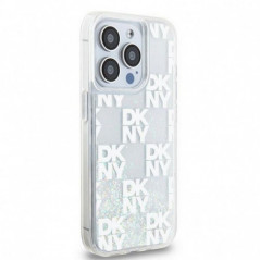 Apple iPhone 15 Pro Coque DKNY Liquid Glitters Checkered Pattern Blanc
