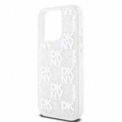 Apple iPhone 15 Pro Coque DKNY Liquid Glitters Checkered Pattern Blanc