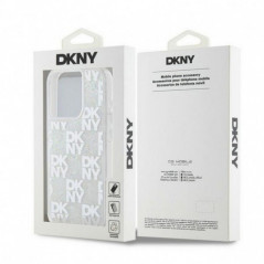 Apple iPhone 15 Pro Coque DKNY Liquid Glitters Checkered Pattern Blanc