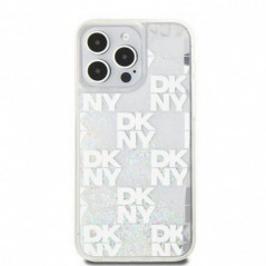 Apple iPhone 15 Pro Max Coque DKNY Liquid Glitters Checkered Pattern Blanc