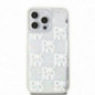 Apple iPhone 15 Pro Max Coque DKNY Liquid Glitters Checkered Pattern Blanc