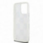 Apple iPhone 15 Pro Max Coque DKNY Liquid Glitters Checkered Pattern Blanc