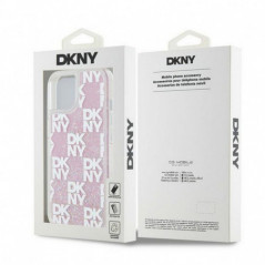 Apple iPhone 15 Coque DKNY Liquid Glitters Checkered Pattern Rose