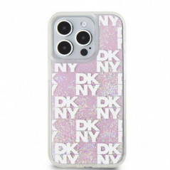 Apple iPhone 15 Pro Coque DKNY Liquid Glitters Checkered Pattern Rose