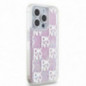 Apple iPhone 15 Pro Coque DKNY Liquid Glitters Checkered Pattern Rose