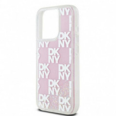 Apple iPhone 15 Pro Coque DKNY Liquid Glitters Checkered Pattern Rose