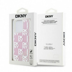 Apple iPhone 15 Pro Coque DKNY Liquid Glitters Checkered Pattern Rose