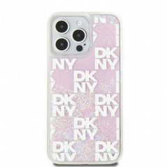 Apple iPhone 15 Pro Max Coque DKNY Liquid Glitters Checkered Pattern Rose