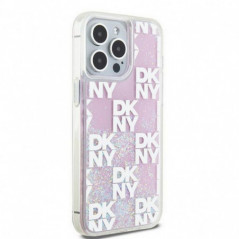 Apple iPhone 15 Pro Max Coque DKNY Liquid Glitters Checkered Pattern Rose