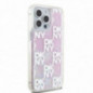 Apple iPhone 15 Pro Max Coque DKNY Liquid Glitters Checkered Pattern Rose