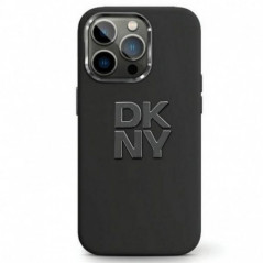 Apple iPhone 15 Pro Max Coque DKNY Silicone Stack Metal Logo Noir