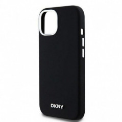 Apple iPhone 15 Plus Coque DKNY Silicone Horizontal Metal Logo MagSAFE  Noir