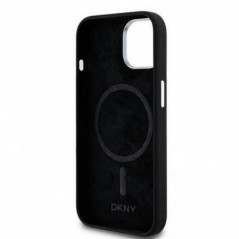Apple iPhone 15 Plus Coque DKNY Silicone Horizontal Metal Logo MagSAFE  Noir