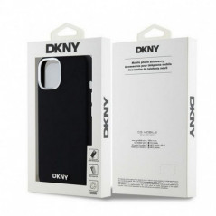Apple iPhone 15 Plus Coque DKNY Silicone Horizontal Metal Logo MagSAFE  Noir