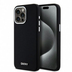 Apple iPhone 15 Pro Max Coque DKNY Silicone Horizontal Metal Logo MagSAFE  Noir