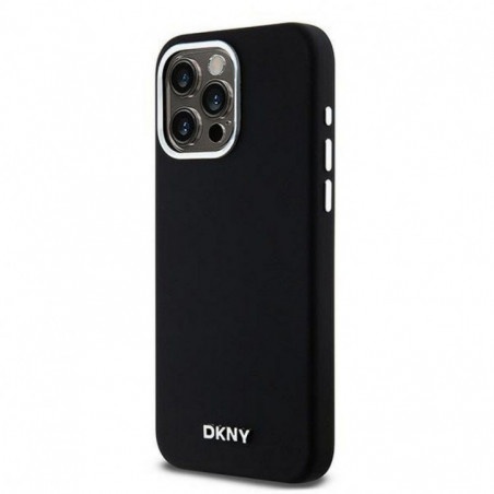 Apple iPhone 15 Pro Max Coque DKNY Silicone Horizontal Metal Logo MagSAFE  Noir