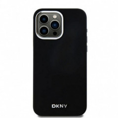 Apple iPhone 15 Pro Max Coque DKNY Silicone Horizontal Metal Logo MagSAFE  Noir