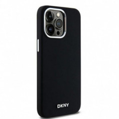 Apple iPhone 15 Pro Max Coque DKNY Silicone Horizontal Metal Logo MagSAFE  Noir