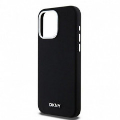 Apple iPhone 15 Pro Max Coque DKNY Silicone Horizontal Metal Logo MagSAFE  Noir