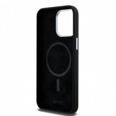 Apple iPhone 15 Pro Max Coque DKNY Silicone Horizontal Metal Logo MagSAFE  Noir