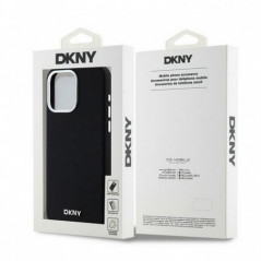 Apple iPhone 15 Pro Max Coque DKNY Silicone Horizontal Metal Logo MagSAFE  Noir