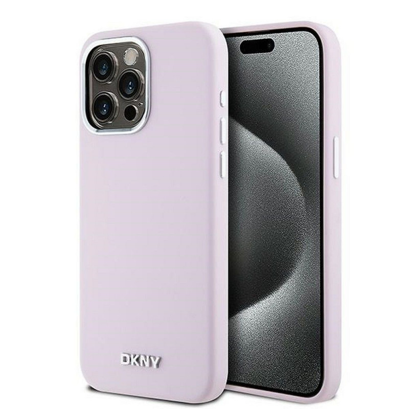 Apple iPhone 14 Pro Max Coque DKNY Silicone Horizontal Metal Logo MagSAFE  Rose
