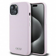 Apple iPhone 15 Coque DKNY Silicone Horizontal Metal Logo MagSAFE  Rose