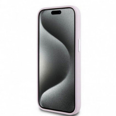Apple iPhone 15 Plus Coque DKNY Silicone Horizontal Metal Logo MagSAFE  Rose