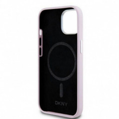 Apple iPhone 15 Plus Coque DKNY Silicone Horizontal Metal Logo MagSAFE  Rose