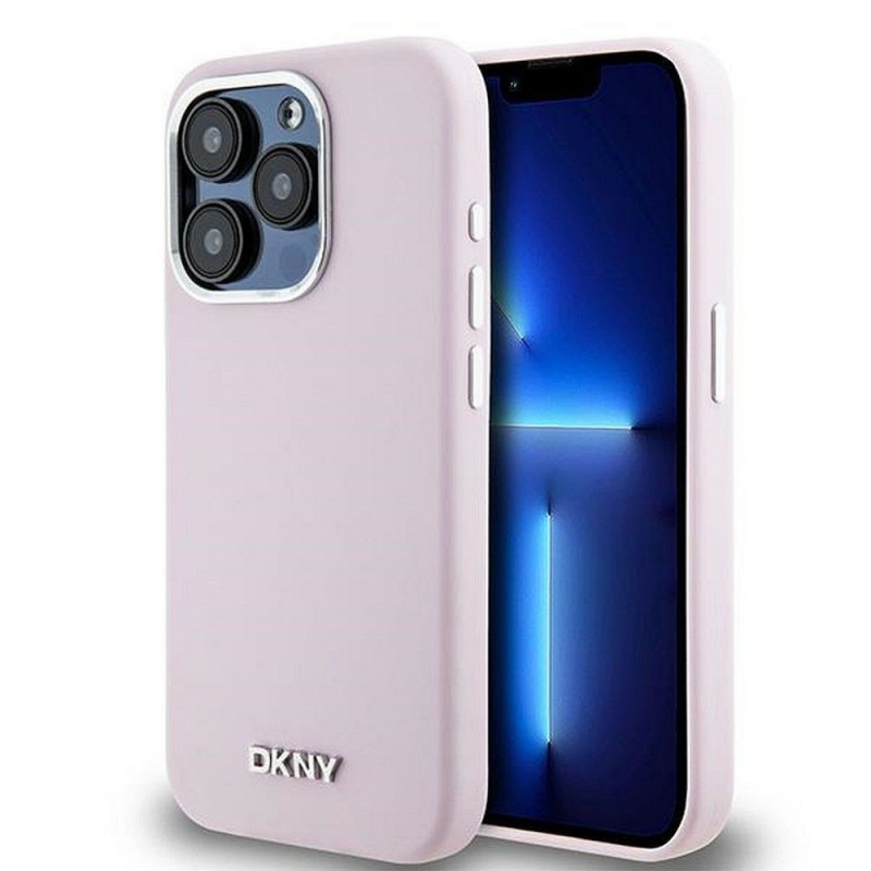Apple iPhone 15 Pro Coque DKNY Silicone Horizontal Metal Logo MagSAFE  Rose
