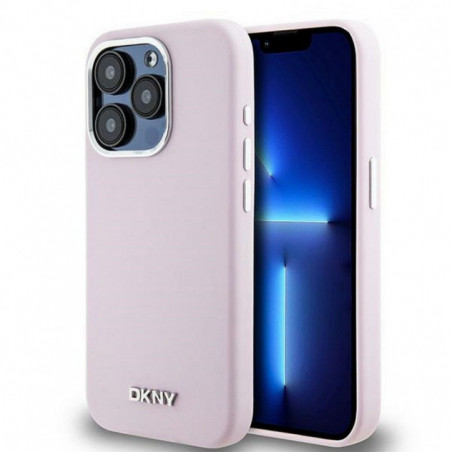 Apple iPhone 15 Pro Coque DKNY Silicone Horizontal Metal Logo MagSAFE  Rose