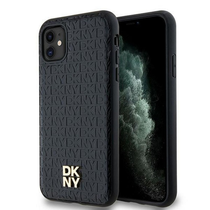 Apple iPhone 11 Coque DKNY Pu Repeat Pattern Stack Logo MagSAFE  Noir