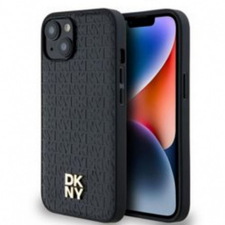 Apple iPhone 14 Coque DKNY Pu Repeat Pattern Stack Logo MagSAFE  Noir