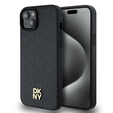 Apple iPhone 15 Coque DKNY Pu Repeat Pattern Stack Logo MagSAFE  Noir