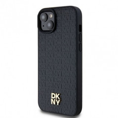 Apple iPhone 15 Coque DKNY Pu Repeat Pattern Stack Logo MagSAFE  Noir