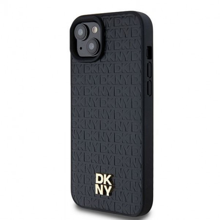 Apple iPhone 15 Coque DKNY Pu Repeat Pattern Stack Logo MagSAFE  Noir
