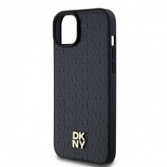 Apple iPhone 15 Coque DKNY Pu Repeat Pattern Stack Logo MagSAFE  Noir