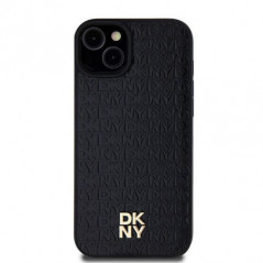 Apple iPhone 15 Plus Coque DKNY Pu Repeat Pattern Stack Logo MagSAFE  Noir