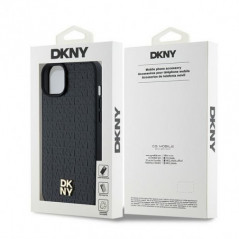 Apple iPhone 15 Plus Coque DKNY Pu Repeat Pattern Stack Logo MagSAFE  Noir