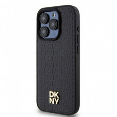Apple iPhone 15 Pro Coque DKNY Pu Repeat Pattern Stack Logo MagSAFE  Noir