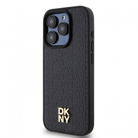 Apple iPhone 15 Pro Coque DKNY Pu Repeat Pattern Stack Logo MagSAFE  Noir