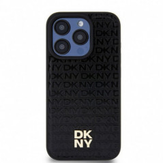 Apple iPhone 15 Pro Coque DKNY Pu Repeat Pattern Stack Logo MagSAFE  Noir
